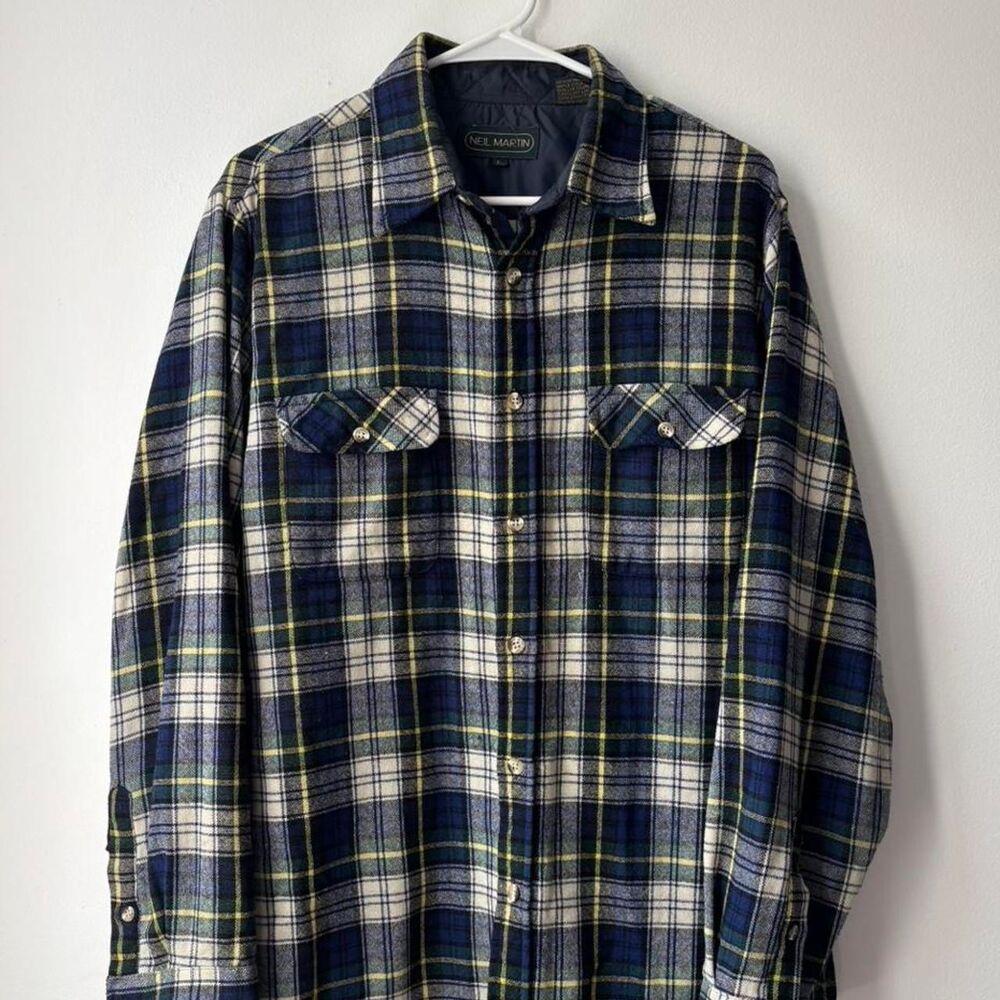 Upcycled Bill Martin Wool Flannel Shirt w rat patch